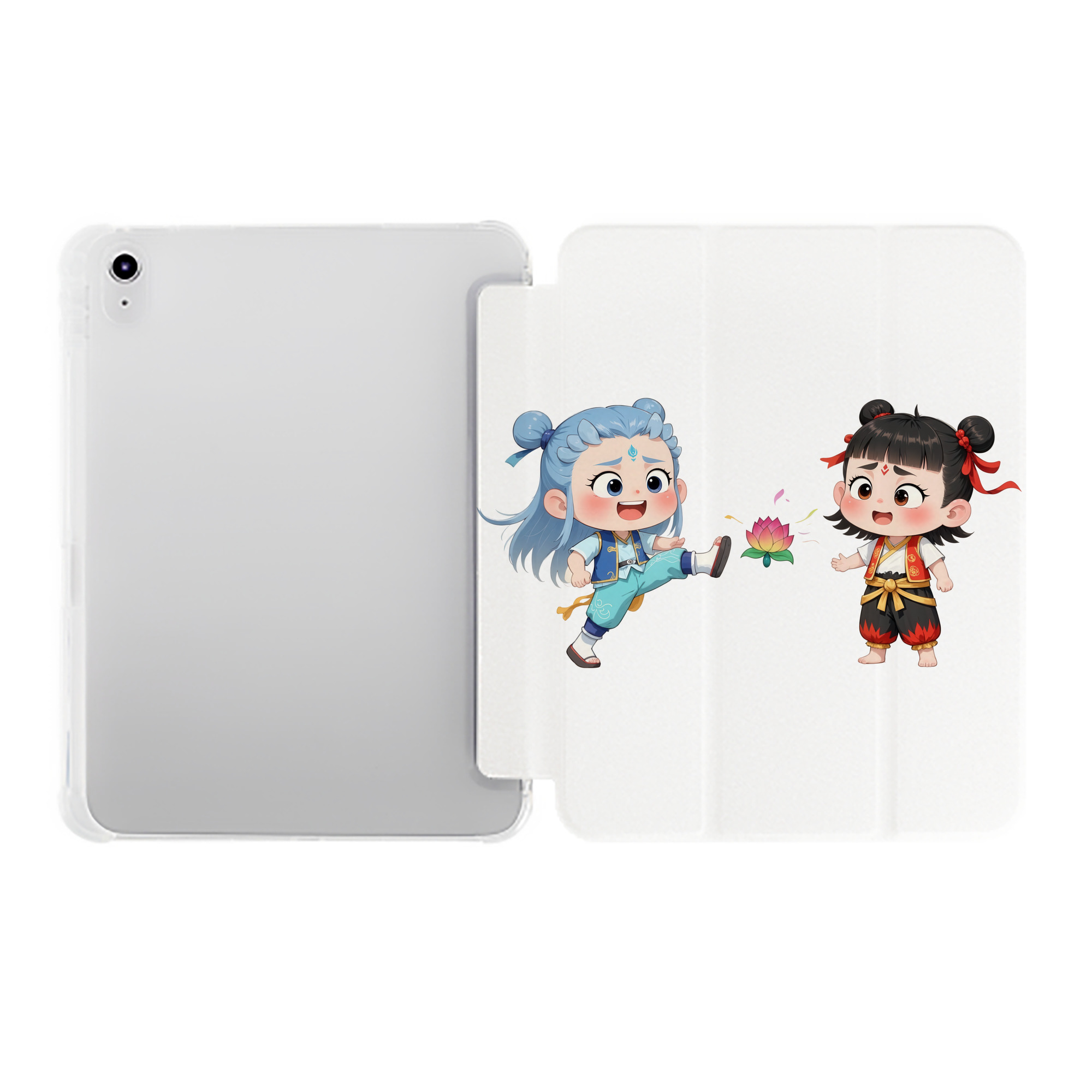 （画像用） Ne Zha 2 ナタ 魔童の大暴れ IPad ケース ペン収納付き 三つ折りスタンド PUレザー×シリコン 対応機種9.5/10.5/10.9インチ